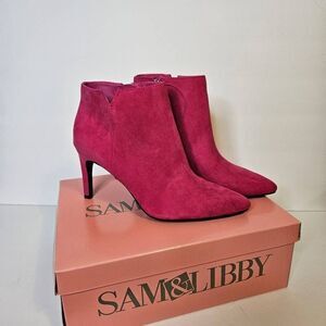 Sam & Libby "Audrey" pink heeled booties. Size 8.5. NWT.